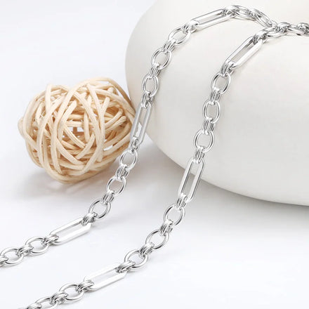 Elegant Paperclip Circle 304L Titanium Stainless Steel Chains Handmade Unique DIY Jewelry Findings & Components for Men Women