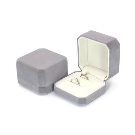 Wholesales Custom Velvet Double Ring Boxes Ring Earrings Necklace Bracelet Gift Box Jewelry Ring Box
