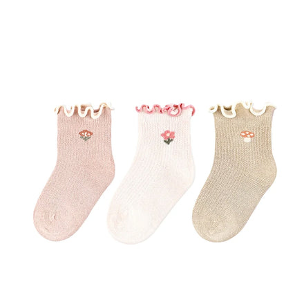 Summer Newborn Sports Socks Cute Floral Pattern Printed Thin Mesh Anti-Slip Breathable Knitted Cotton Baby Socks Ankle-High
