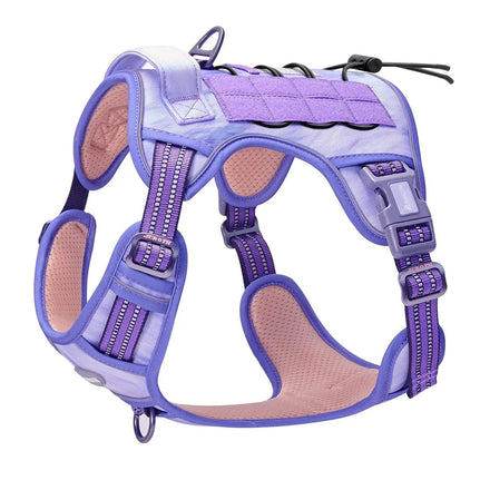 Pet Dog Tactical Harness Leash Metal Dog Chain Chest Back Training Leash Kit for Medium and Large Sized Dogs