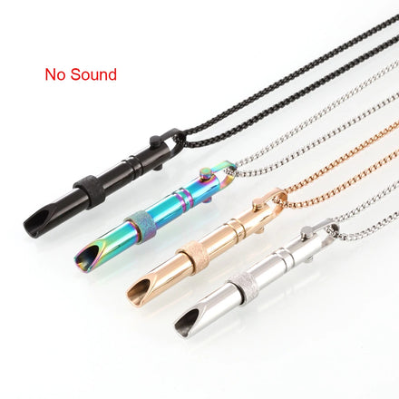 Trendy Stainless Steel Whistle Pendant Necklace Meditation Relieves Pressure Breathing for Wedding Party Engagement Gift Idea