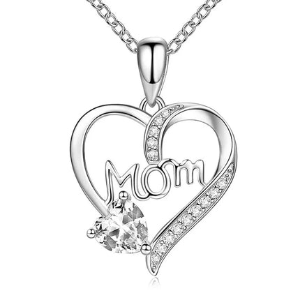 CAOSHl Mother's Day Trend Love Design Jewelry Many Color CZ Necklaces for Silver Plated Fashion Jewelry Pendant Necklaces Women