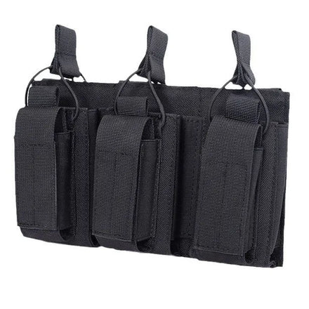 5.56 Triple Magazine Pouch with Flashlight Holder Tactical MOLLE Ammo Carrier for Plate Carrier/Vest Heavy Duty Dual Layer