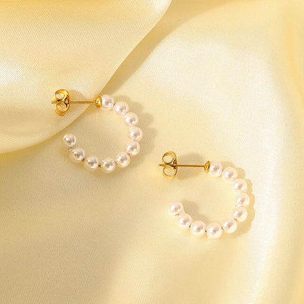 New Style Dainty 18K Gold Plated Stainless Steel Jewelry Waterproof Simple Bamboo Hoop Earrings for Women