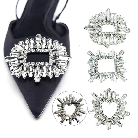 Wholesale Metal Rhinestone Crystal Shoe Clips Ladies High Heel Shoe Ornament With Prong Crystal Shoe Buckle Accessories