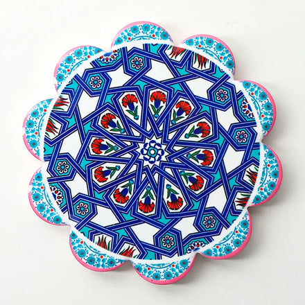 High Quality Flower Shape Custom Ceramic Coaster Round Coaster for Drinking Beverage Coffee Tea With Cork Backing Pad