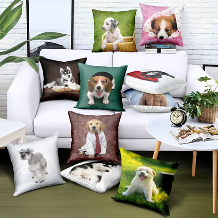 Amity Manufacturer Wholesale Animal Dog Print Car Headrest Throw Pillow Cover Home Decor Sofa Cushion Cover