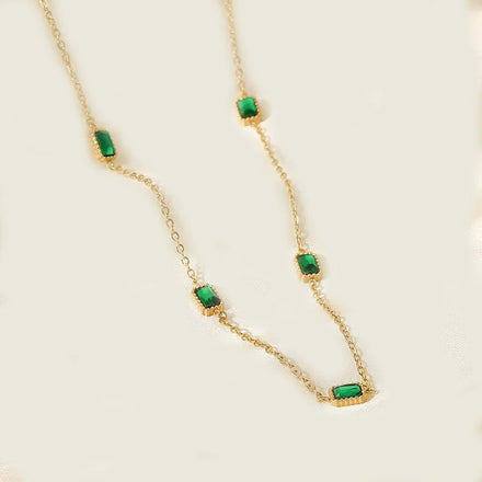 Minimalist Trendy Geometric Style Stainless Steel 18K Gold Plated Charm Cavicle Zircon Necklace for Women