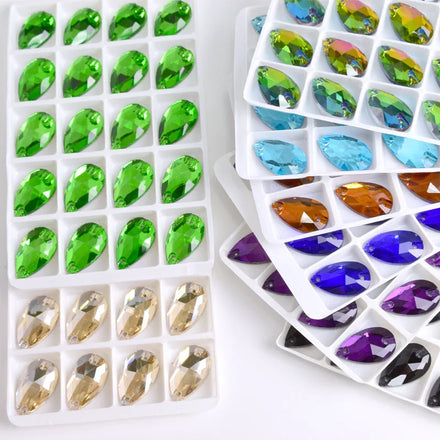 JC Crystal Multi Sizes and Colors Drop Shape Sew on Crystal Rhinestones for Clothes Fancy Stone Crystal Fabric Rhinestone