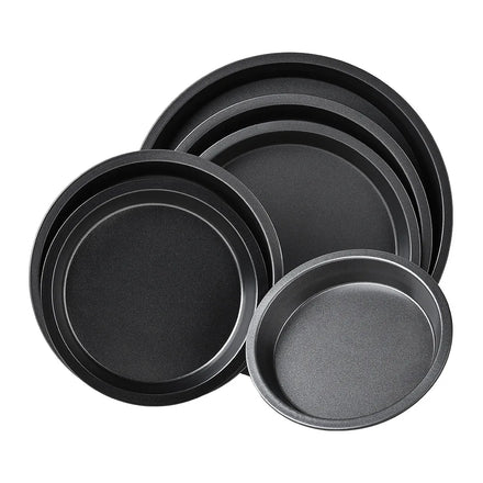 Yangjiang Wonderful Heat Resistant Food Grade 6-11 Inch Round Black Non-Stick Stainless Steel Baking Pan Home Baking Pizza Tool