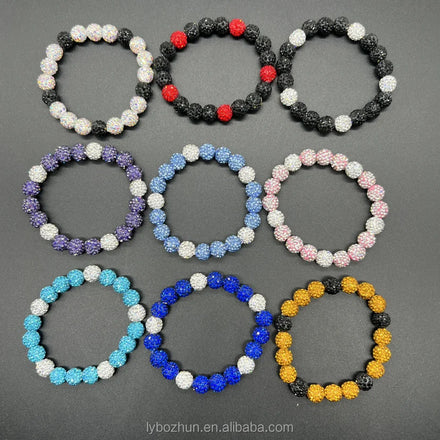 Classic Rhinestone Baseball Inspired Beaded Bracelet for Baseball Team Lovers