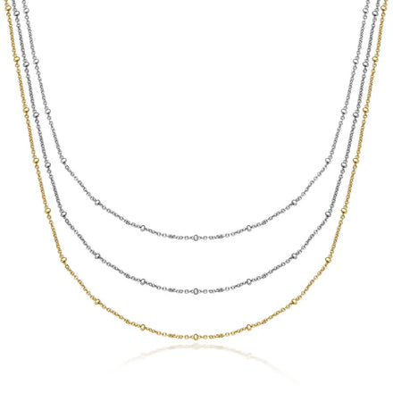 Daidan Necklace Gold Plated 18K Satellite Chain Silver 925 Chain Round Ball Beads Choker Necklaces