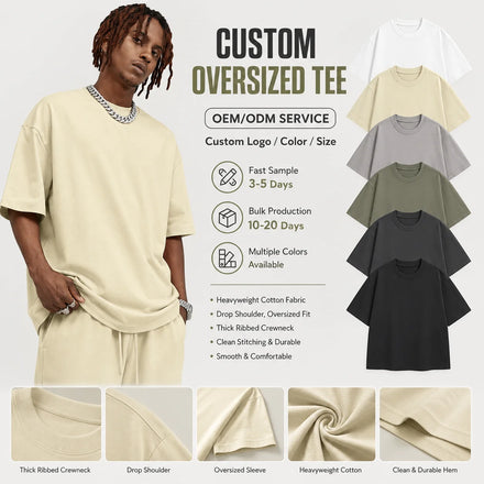 Wholesale 100% Heavyweight Cotton Blank T Shirt Custom T-Shirts Men Oversized Mock Neck Urban Streetwear Fashion Premium Top