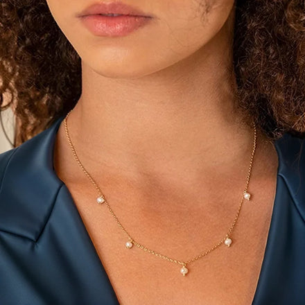 New Arrival Waterproof Non Tranish 18k Gold Plated Stainless Steel Necklace Fashion Pearl Tassel Charm Necklace for Women Girls