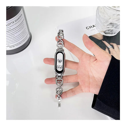Metal Heart Chain Diamond Stainless Steel Watch Band Strap for Xiaomi Watch