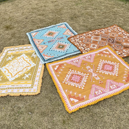 100% Cotton Tassels with Bohemia Blanket Throw Picnic Rugs Travel Camp Beach Blankets