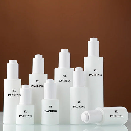 In Stock Cosmetic Bottle Packaging 20ml 30ml 50ml 120ml Empty Round White Matte Serum Oil Glass Dropper Bottle With Pipette