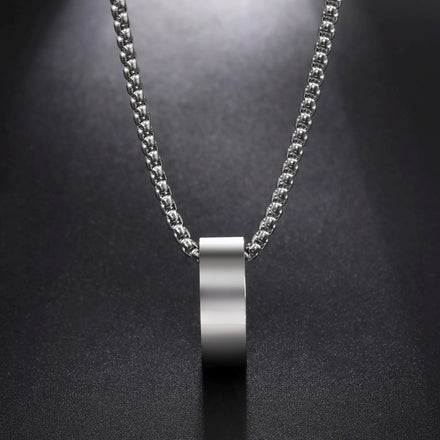 Wide Circle Pendant Necklace for Men Stainless Steel Box Chain Simple Style Fashion Festival Engagement Jewelry Gift New