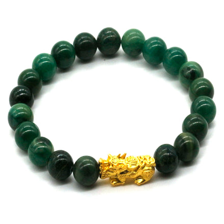 8mm Size Natural African Jade Stone Pixiu Bracelet Fengshui Charm Stone Bead Hot Sale Precious Stone Beads Bracelet