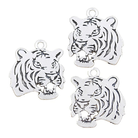 Charms Roaring tiger Head 27x24mm Handmade Making FitVintage Tibetan Silver Color PendantsDIY for Bracelet Necklace
