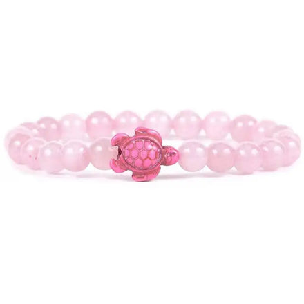 Turtle Bohemian Style Bracelet with Rose Quartz Beads Turquoise Lava Elastic Bangle Best Friend Gift Fashion Jewelry