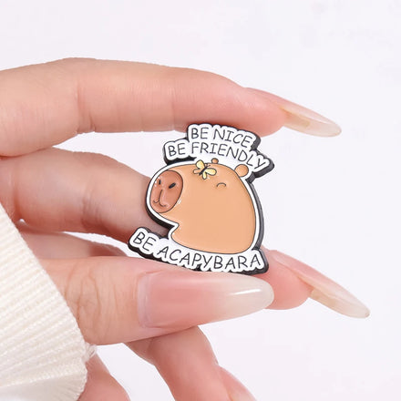 Cartoon Capybara Enamel Brooch Vacation Capybara Backpack Badge Clothing Accessories Gift Jewelry Wearing Sunglasses