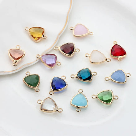 Professional Manufacturer Faceted Crystal Glass Rhinestone Triangle Small Pendant Jewelry Making DIY Accessories