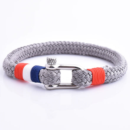 Wholesale Cheap Price Nautical Shackle Grey Braided Rope Bracelet Custom Logo DIY Personalized Bracelet
