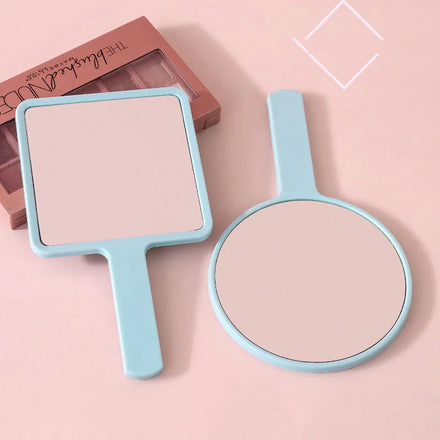 Custom Logo Square Round Shape SPA Salon Personalized Compact Makeup Mirrors With Handle Eyelash Extensions Handheld Mirror