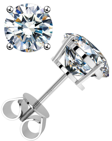 Illuminate Your Presence with Radiant 5mm 925 Sterling Silver Moissanite Ear Studs for Women's Hip Hop Jewelry