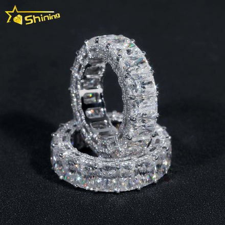 10K 14K 18K Real Gold Ring Wedding Band Full Eternity Lab Grown VVS Moissanite Diamond 925 Jewelry Engagement Eternity Band Ring