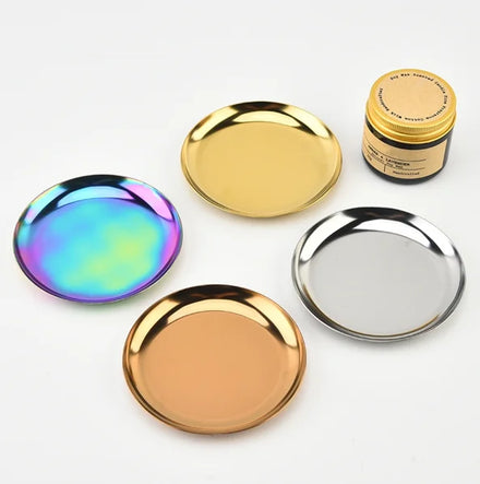 Round Stainless Steel Tray/Storage Tray Tea Fruit Tray/Cosmetics Jewelry Tray