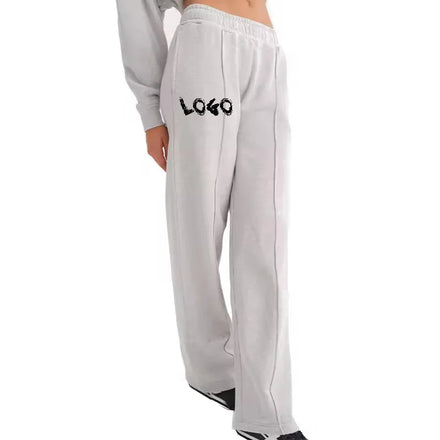 Custom Women's Solid Color Cotton Running Front Seam Jogging Track Pants With Side Pocket