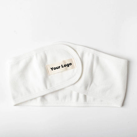 Custom Logo White Adjustable Absorbable Bamboo Cotton Unisex Makeup Remover Headband Soft Spa Design Fashion Style Daily Use
