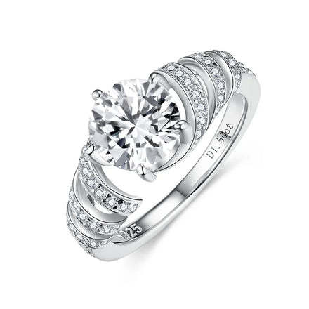 1.5 Carat Moissanite Ring Stylish and Fashionable Hip Hop Jewelry 925 Sterling Silver Fine and Elegant