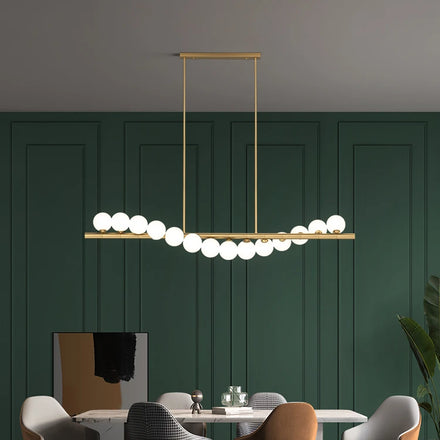 White Creative Personality Glass Globe Chandelier Living Room Dining Room Beaded Design Cafe Clothing Store Decorative Lighting