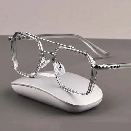 MK24032101 Newest Men Trendy Flat Glasses Double Bridge Anti Blue Light Optical Frames Student Glasses Eye Protection