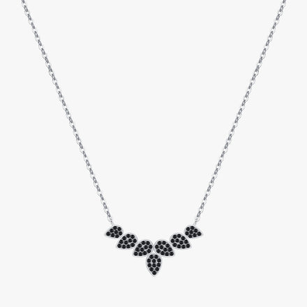 Genuine 925 Sterling Silver Tree Leaves Wheat Pendant Necklace for Women Black Zirconia Fine Jewelry Accessories Gifts