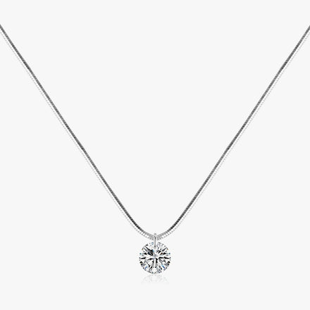 Pure 925 Sterling Silver Dazzling AAA Zircon Round Pendant Necklace for Women Fashion Choker Necklace Fine Jewelry