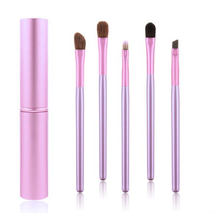 5pcs Travel Mini Eye Makeup Brushes Set with Aluminium Case Eyeliner Eyebrow Brush Lip Makeup Brush Kit