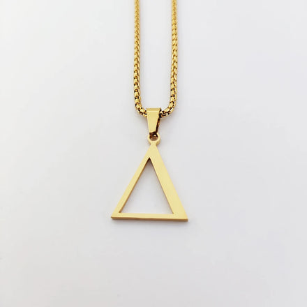 316L Stainless Steel Geometric Triangle Pendant Necklace Fashion Pyramid Delta Greek Letter Charm Necklace Jewelry Vendors