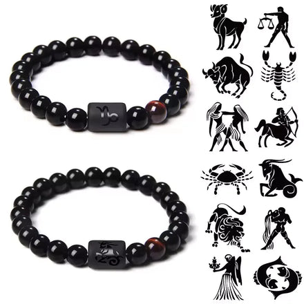 12 Zodiac Couple Healing Real Precious Natural Gemstone Stone Bracelet Trendy Fashion Jewelry Beaded Bracelet for Men Pearl Main