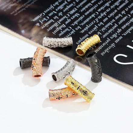 Hole 6mmWholesale New Fashion Brass Charms Pave Micro Pave Connectors Curved Tube Beads Bracelet Necklace Loose Beads
