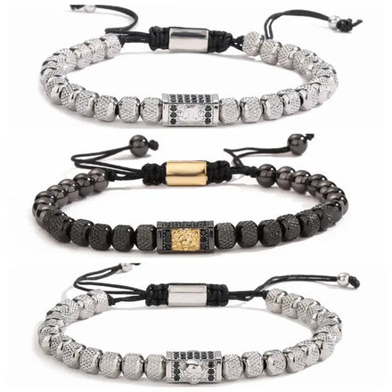 Hot Selling 18K Gold-Plated Stainless Steel Men's Skull Crown Bracelet Cross Jewelry Fashionable Bracelets & Bangles