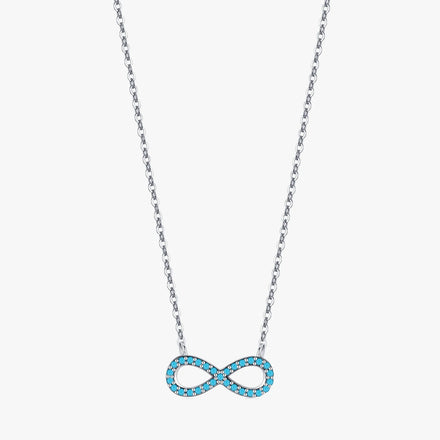 925 Sterling Silver Natural Turquoise Romantic Infinite Love Pendant Necklace for Women Valentine's Day Gifts Jewelry