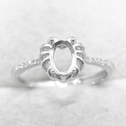 Semi Mount 5*7mm Sterling Silver Ring Empty Blank Support Claws Gems Setting S925 Frame Base Without Center Stone DIY for Inlay