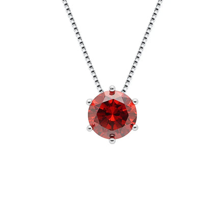 Hainon 925 Sterling Silver Classic Round Colored Zircon Necklace Collarbone Chain