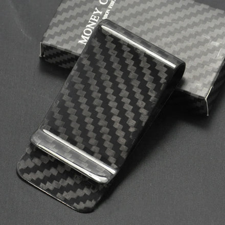 Hot Selling Carbon Fiber Card and Money Clip Holder Slim Glossy Black Business Style Wallet with Custom Logo Lightweight