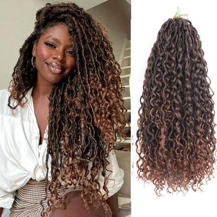 18 Inch River Goddess Locs High Temperature Fiber Synthetic Crochet Braids Wavy Curly Ends Pre-loop Twist Braiding Faux Locs