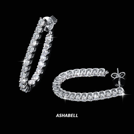 Fast Shipping S925 Sterling Silver VVS D Color Moissanite Hoop Earrings Women Full Moissanite Earrings for Birthday Gift